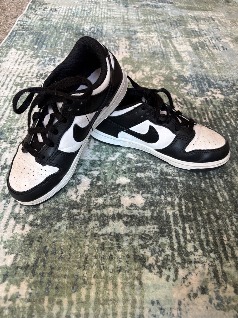 Nike Kids Black and White Low-Top Sneakers with Swoosh